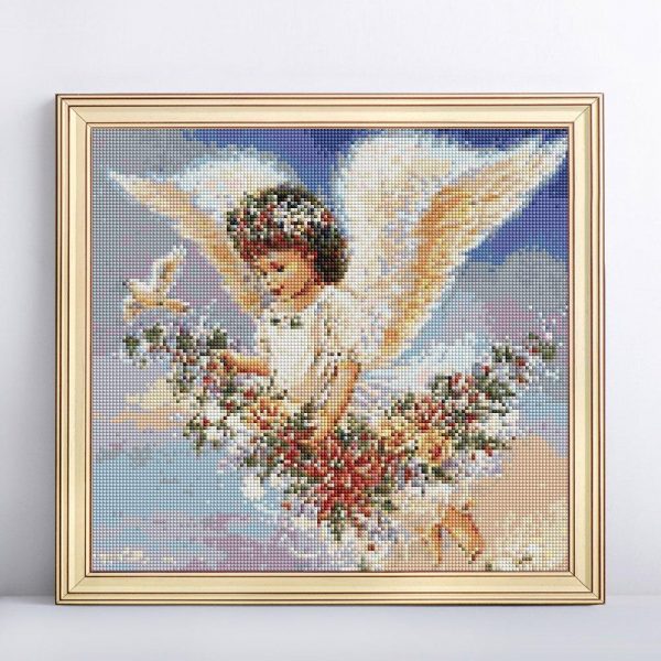 Birds Flowers Adorable Flaying Angel Diamond Painting Kit Square Diamonds