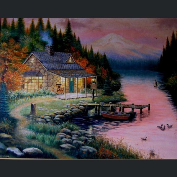 60-50-scene River House Sunset Beautiful