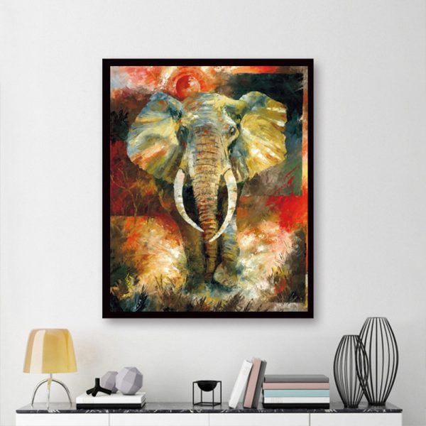 Animal Green Lovely Elephant Painting