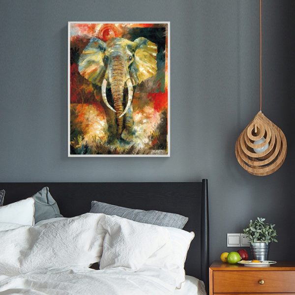 Animal Green Lovely Elephant Painting