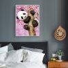 Animal Cute Panda Tree Climbing Pink And Flowers