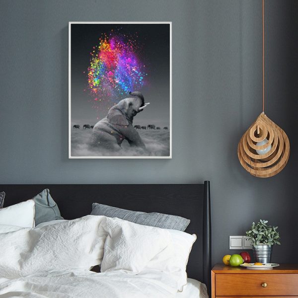 Animal Gray Elephant Artistic Squirting Colorful