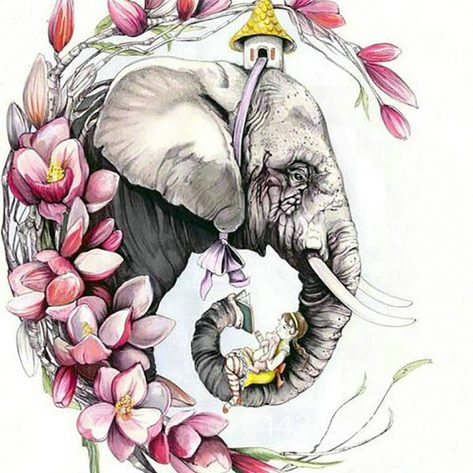 Anima Elefante And Flower Pretty Girl