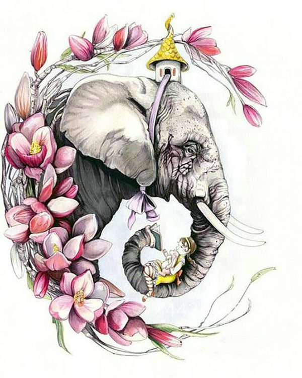 Anima Elefante And Flower Pretty Girl