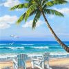 Scene Blue Sky Beach Coconut Tree