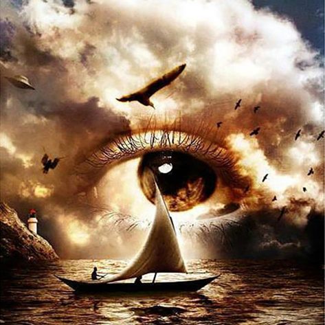 Variety Sailing Ship On The Sea Clouds Become Eyes