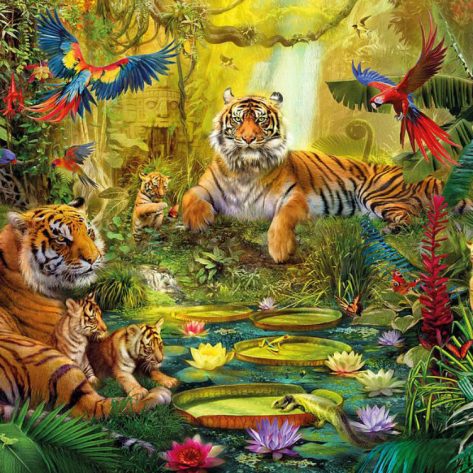 Flower And Bird Language Forest Warm Tiger Family