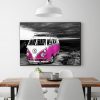 Variety Pink And White Cute Bus Dark Background