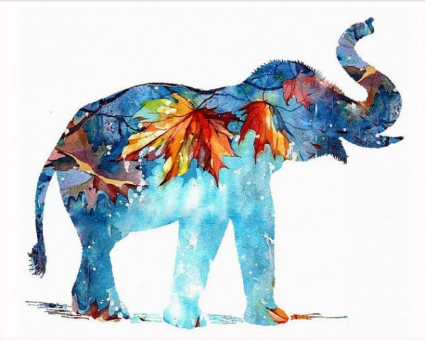 Elephant Composed Of Autumn And Winter Elements